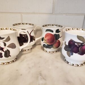 Queens Bone China Bulb Shaped Tea Cups Hookers Fruit Design